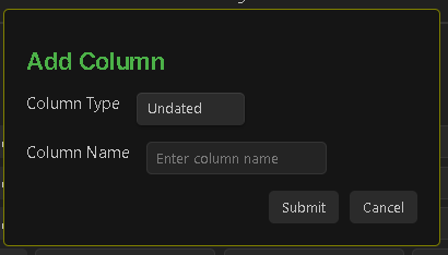 Add Column PopUp