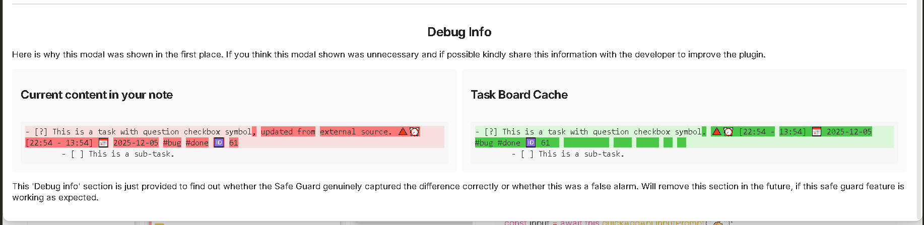 Debug info section from the content compare modal for the same example as above