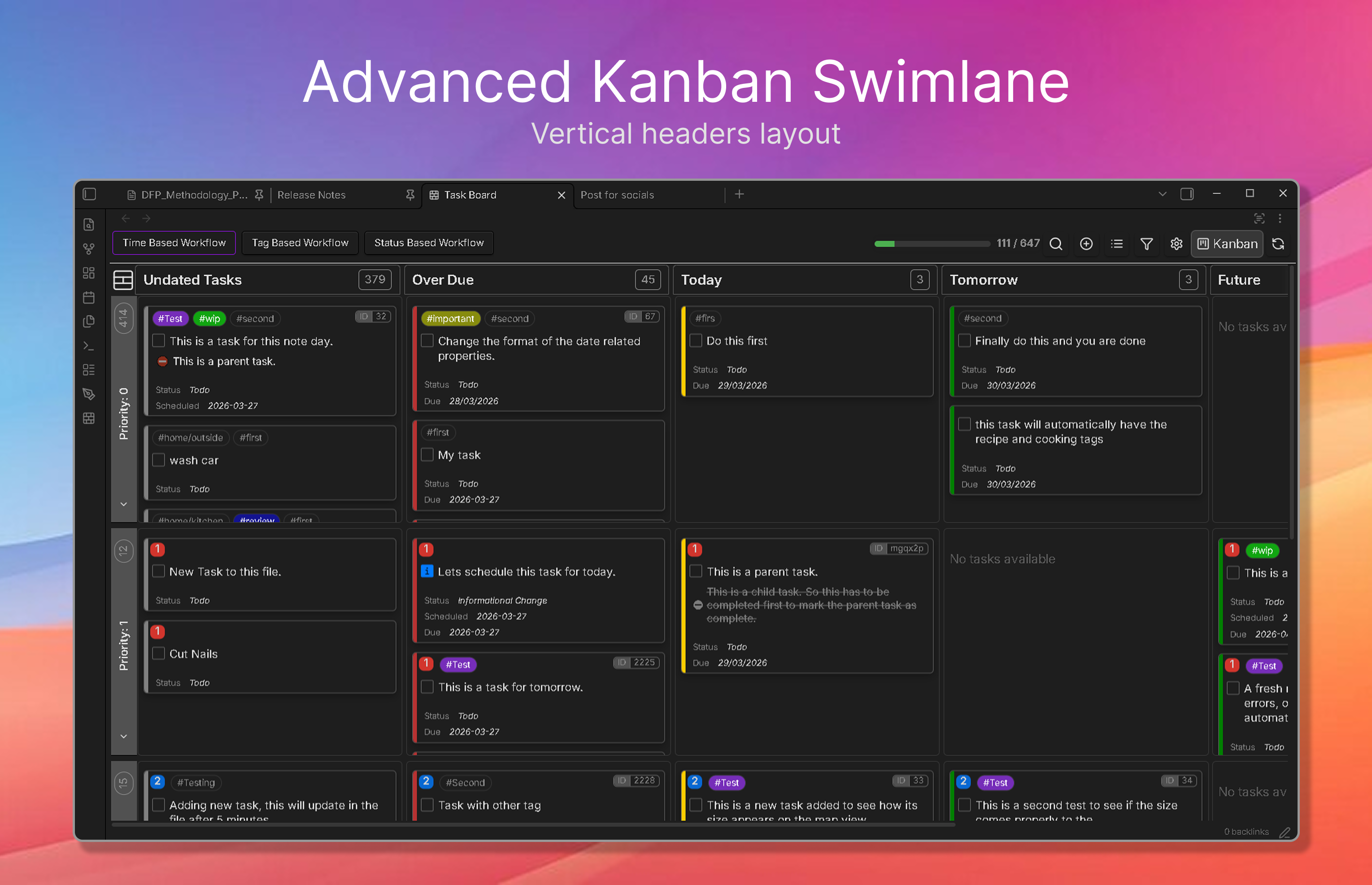 Advanced Kanban Swimlane with vertical headers layout